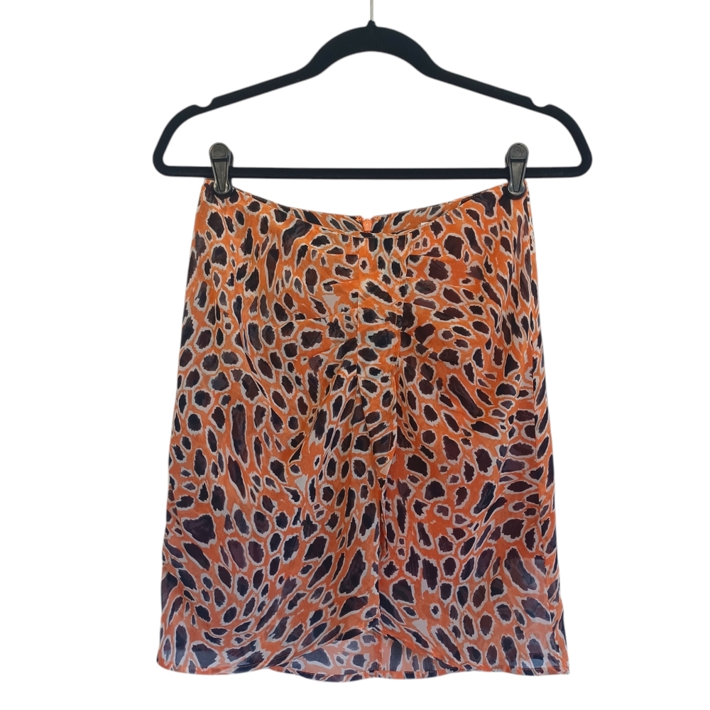 J.O.A Skirt Small Black White Print Orange Ruffle Mini Lined